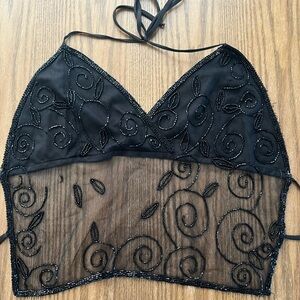 Vintage 90s Y2K Backless Beaded Fairy Halter size Medium